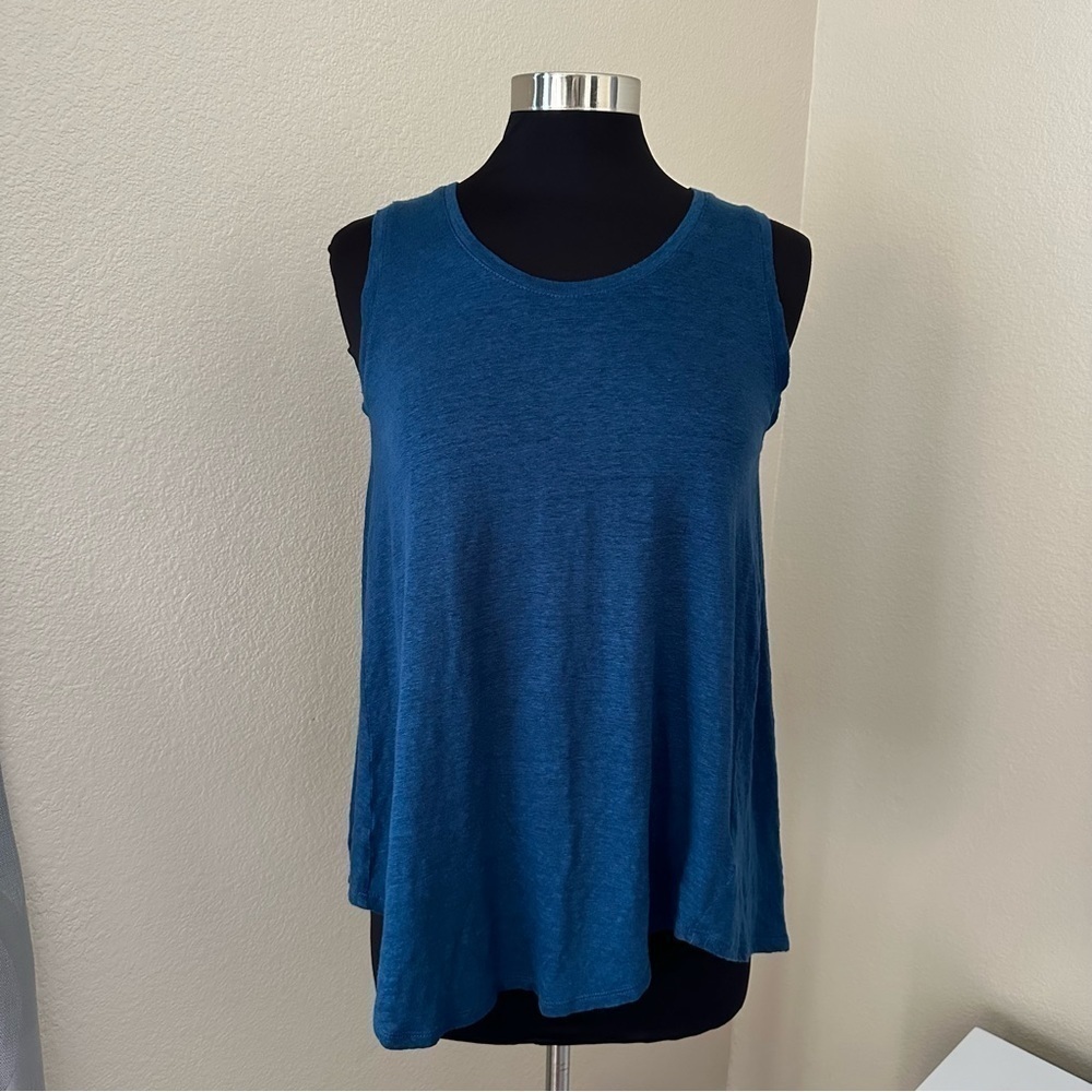 TAHARI Linen Lake Blue Sleeveless Tank Top Size M
